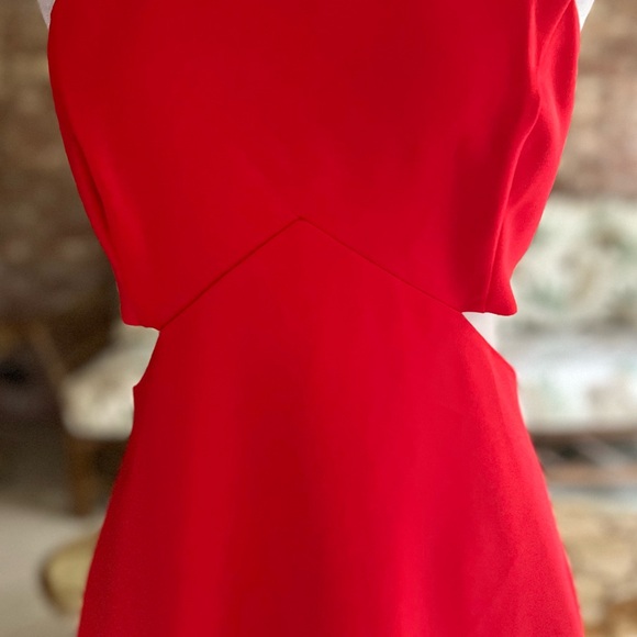Express Red Cutout Side Fit & Flare Mini Dress 6 - Picture 4 of 16